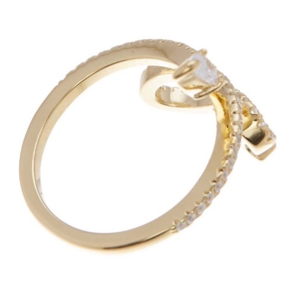 14K Gold Plated Swarovski Crystal Winding Ring - Picture 3 of 3